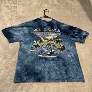 Vintage Alaska The Last Frontier Shirt Mens XL Blue Wildlife Made in Canada